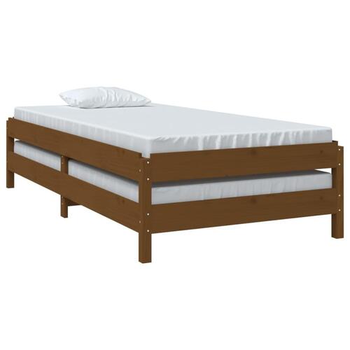 Stabelbar seng 90x190 cm massivt fyrretræ gyldenbrun