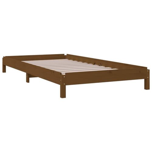 Stabelbar seng 90x190 cm massivt fyrretræ gyldenbrun