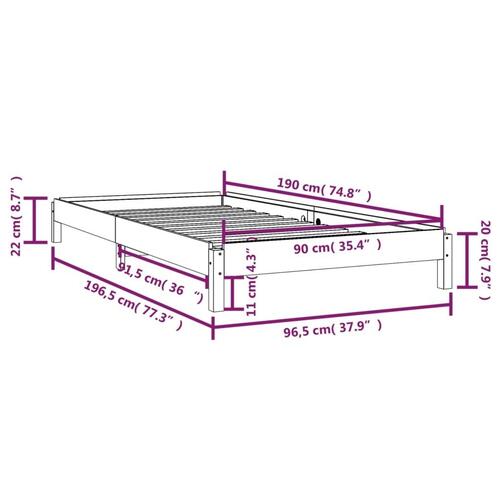 Stabelbar seng 90x190 cm massivt fyrretræ sort