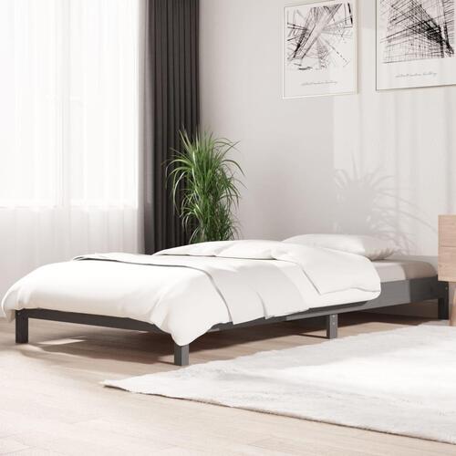 Stabelbar seng 75x190 cm massivt fyrretræ grå