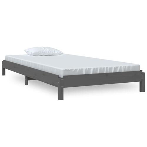 Stabelbar seng 75x190 cm massivt fyrretræ grå