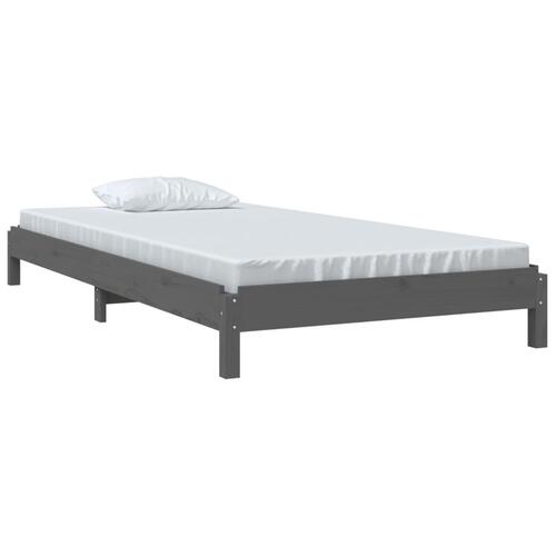 Stabelbar seng 75x190 cm massivt fyrretræ grå