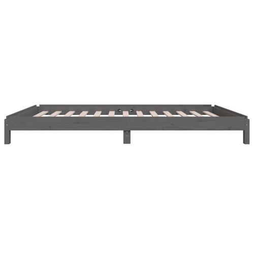 Stabelbar seng 75x190 cm massivt fyrretræ grå