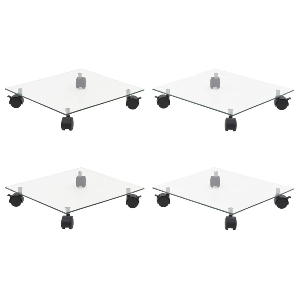 Plantevogne 4 stk. 35x35 cm firkantet hærdet glas