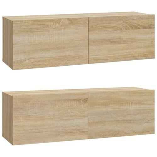 Væghængte tv-skabe 2 stk. 100x30x30cm konstrueret træ sonoma-eg