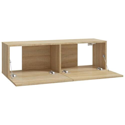 Væghængte tv-skabe 2 stk. 100x30x30cm konstrueret træ sonoma-eg