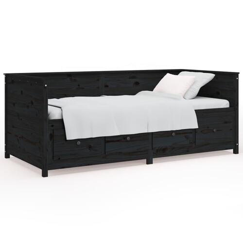 Daybed 80x200 cm massivt fyrretræ sort