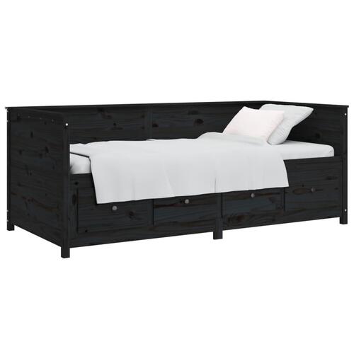 Daybed 80x200 cm massivt fyrretræ sort
