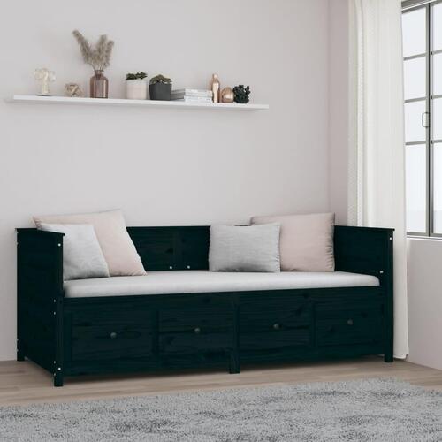 Daybed 80x200 cm massivt fyrretræ sort