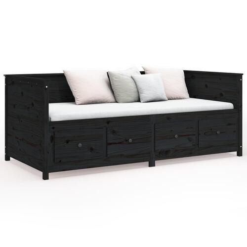 Daybed 80x200 cm massivt fyrretræ sort