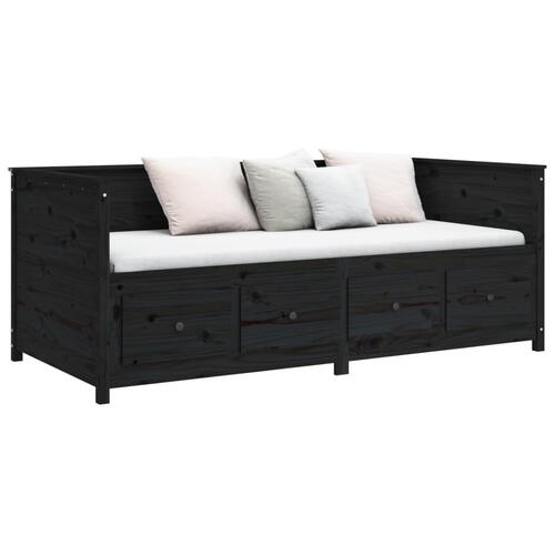 Daybed 80x200 cm massivt fyrretræ sort