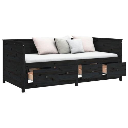Daybed 80x200 cm massivt fyrretræ sort