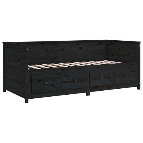 Daybed 80x200 cm massivt fyrretræ sort