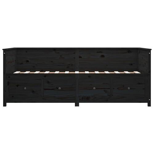 Daybed 80x200 cm massivt fyrretræ sort