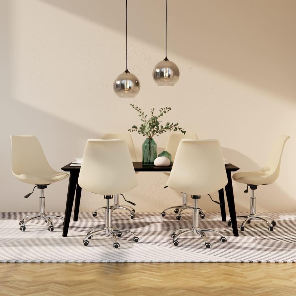 Drejelige spisebordsstole 6 stk. stof cremefarvet