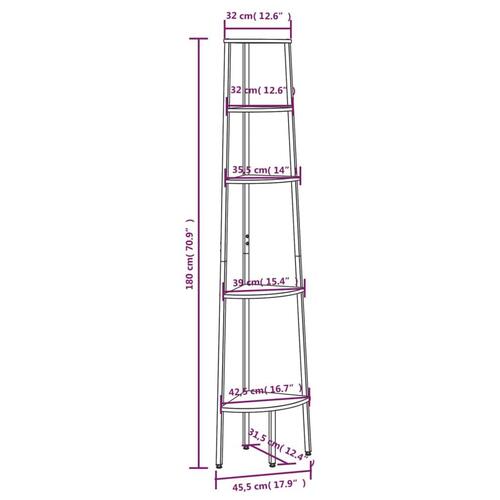 Stigereol med 5 hylder 45,5x31,5x180 cm sort