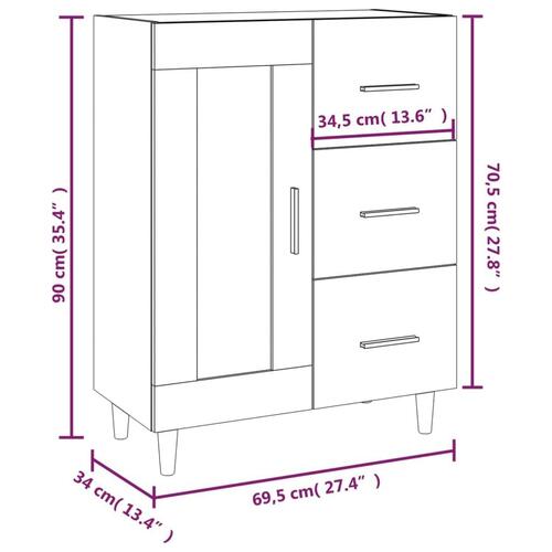 Skænk 69,5x34x90 cm konstrueret træ hvid