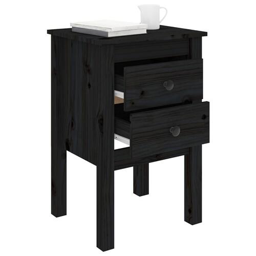 Sengeborde 2 stk. 40x35x61,5 cm massivt fyrretræ sort