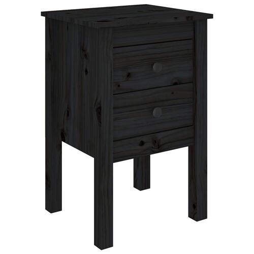 Sengeborde 2 stk. 40x35x61,5 cm massivt fyrretræ sort