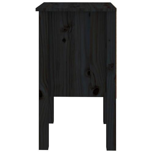 Sengeborde 2 stk. 40x35x61,5 cm massivt fyrretræ sort