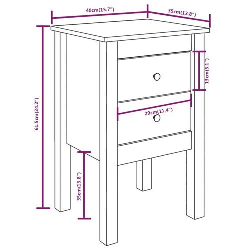 Sengeborde 2 stk. 40x35x61,5 cm massivt fyrretræ sort