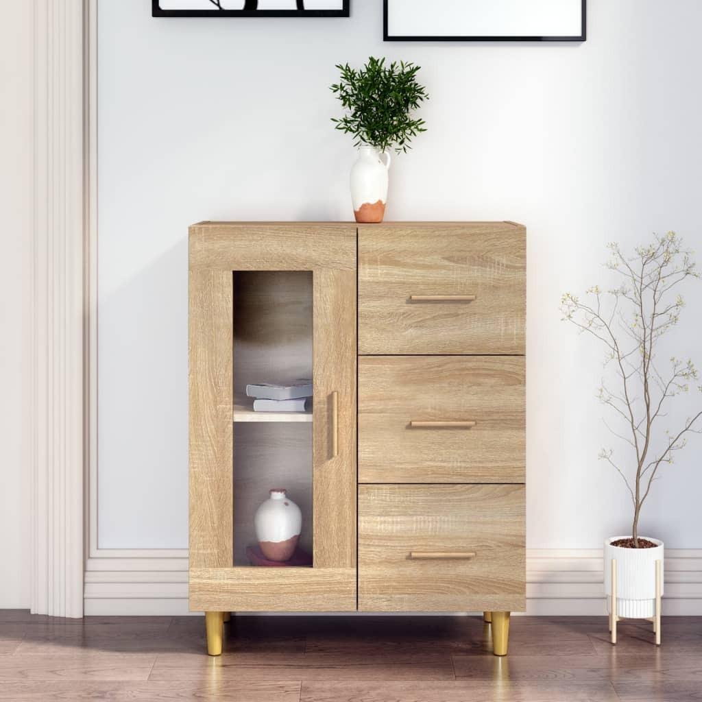 Skænk 69,5x34x90 cm konstrueret træ sonoma-eg