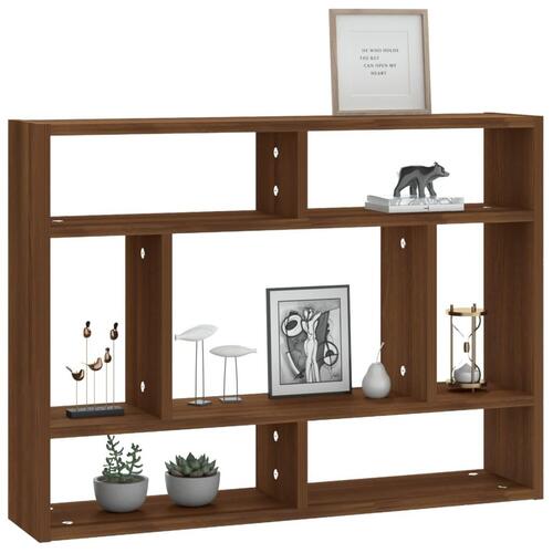 Væghylde 75x16x55 cm konstrueret træ brun egetræsfarve
