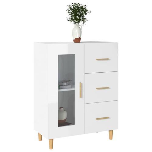 Skænk 69,5x34x90 cm konstrueret træ hvid højglans
