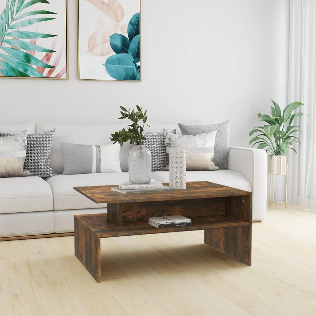 Sofabord 90x60x42,5 cm konstrueret træ røget egetræsfarve