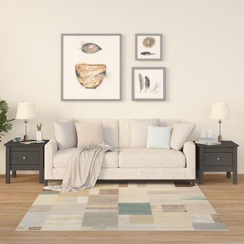 Sideborde 2 stk. 40x40x39 cm massivt fyrretræ grå