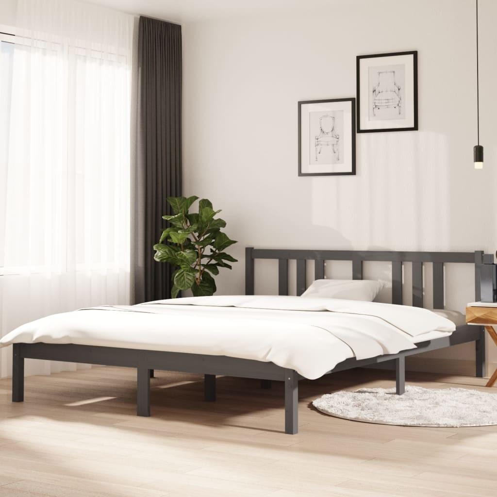 Sengeramme 150x200 cm King Size massivt fyrretræ grå