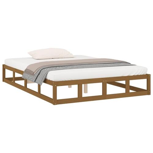 Sengeramme 150x200 cm King Size massivt træ gyldenbrun