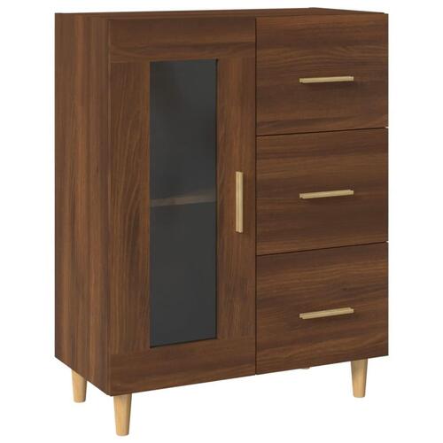 Skænk 69,5x34x90 cm konstrueret træ brun egetræsfarve
