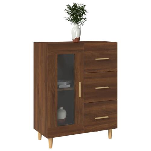 Skænk 69,5x34x90 cm konstrueret træ brun egetræsfarve