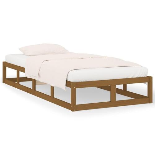 Sengeramme 90x200 cm massivt træ gyldenbrun