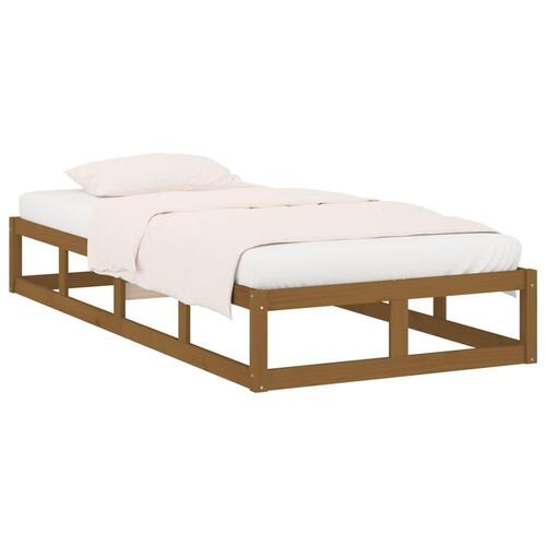 Sengeramme 100x200 cm massivt træ gyldenbrun