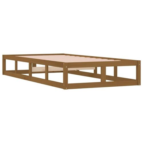 Sengeramme 100x200 cm massivt træ gyldenbrun