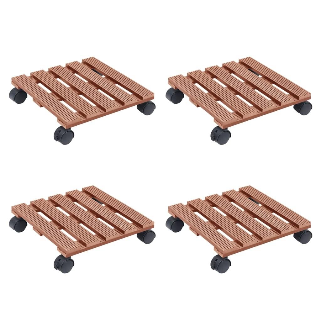 Plantevogne 4 stk. 30x30x7,5 cm WPC brun