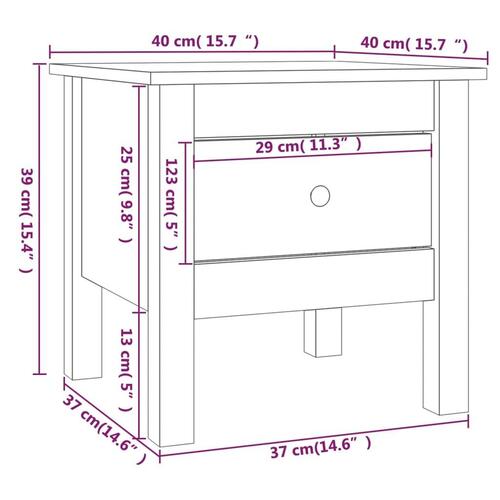 Sidebord 40x40x39 cm massivt fyrretræ