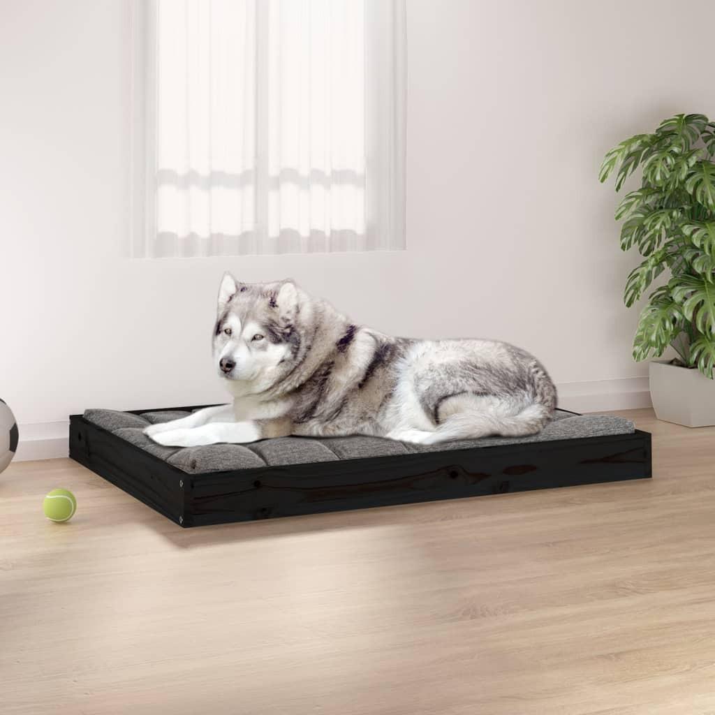 Hundeseng 101,5x74x9 cm massivt fyrretræ sort