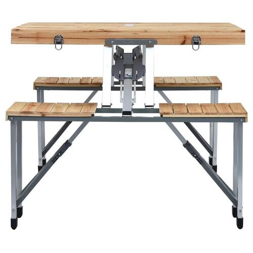 Foldbart campingbord med 4 siddepladser stål aluminium