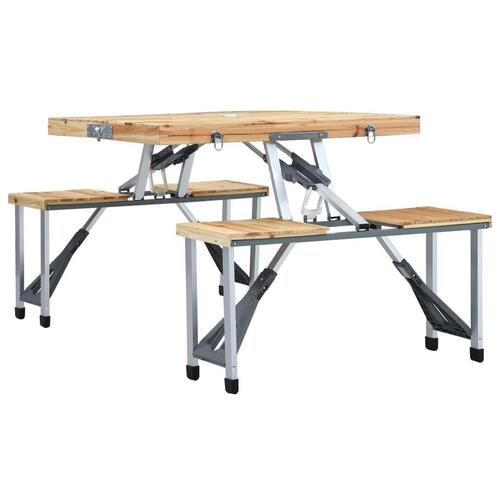 Foldbart campingbord med 4 siddepladser stål aluminium