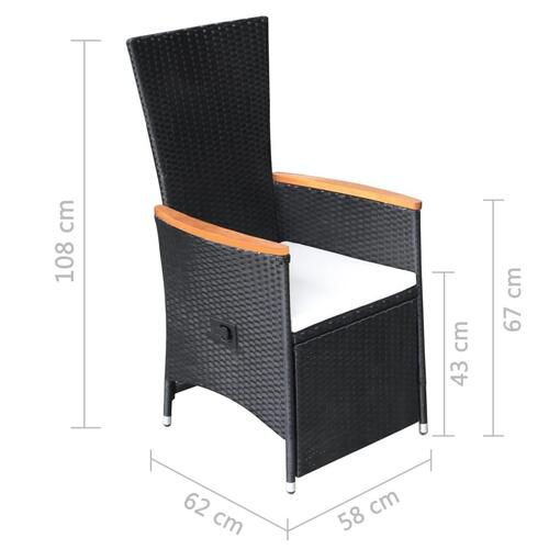 Havelænestole 2 stk. med hynder polyrattan sort