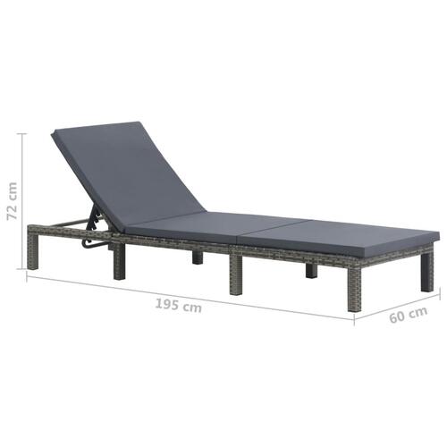 Liggestol med hynde polyrattan antracitgrå