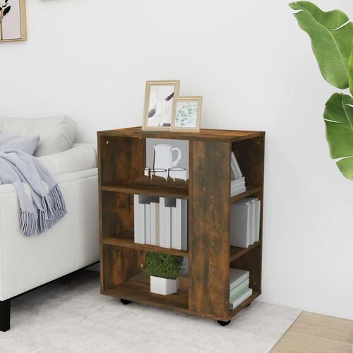 Skab med hjul 60x35x75 cm konstrueret træ røget egetræ