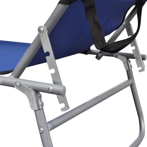 Foldbar liggestol med baldakin aluminium blå