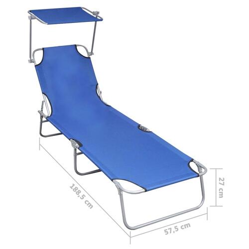 Foldbar liggestol med baldakin aluminium blå