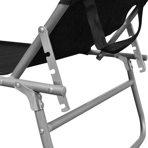 Foldbar liggestol med baldakin aluminium sort