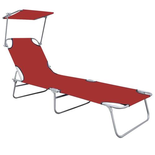 Foldbar liggestol med baldakin aluminium rød