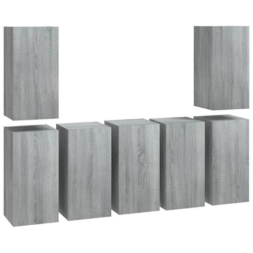 Tv-skabe 7 stk. 30,5x30x60 cm konstrueret træ grå sonoma-eg